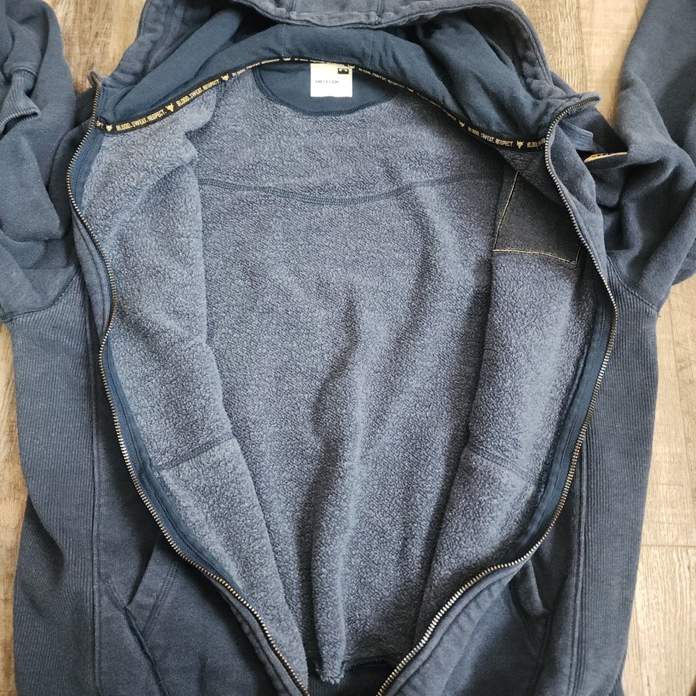 Under Armour Project Rock Full Zip Hoodie Men Small Blue Brahma Bull Flag Fleece - Picture 7 of 9